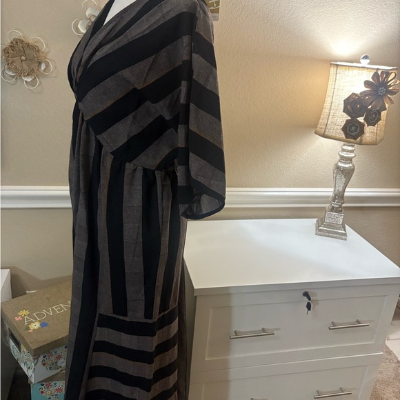 Striped Black and Brown Maxi Dress - Picture 2 of 5
